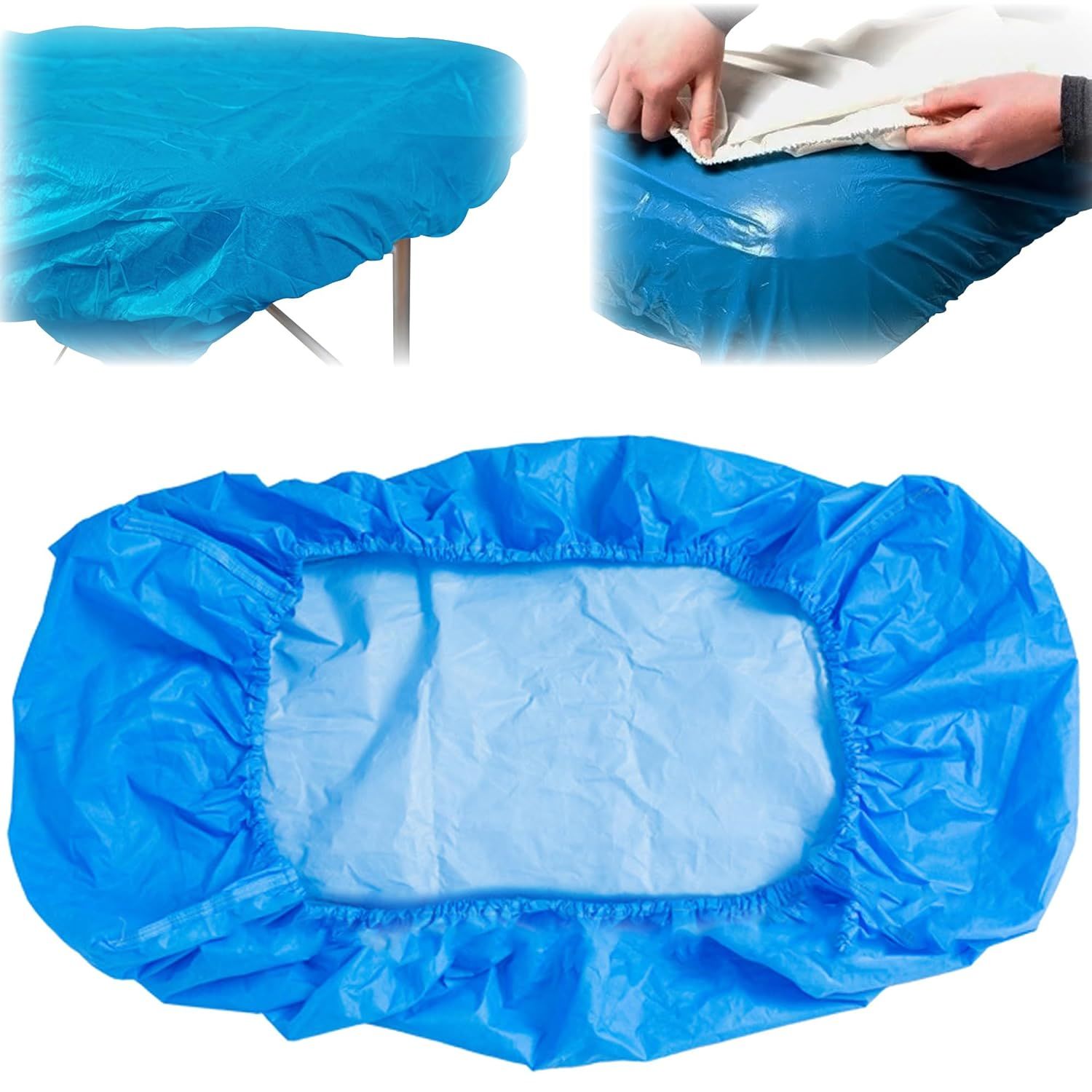 Massage Table Cover Blue Pack of 10 CPE Outdoor Mattress Cover Waterproof 82.6" x 35.4" x 7.8" Lash Bed Cover Protector for Salon SPA Tattoo Massage Table Hospital Plastic Stretcher Sheets