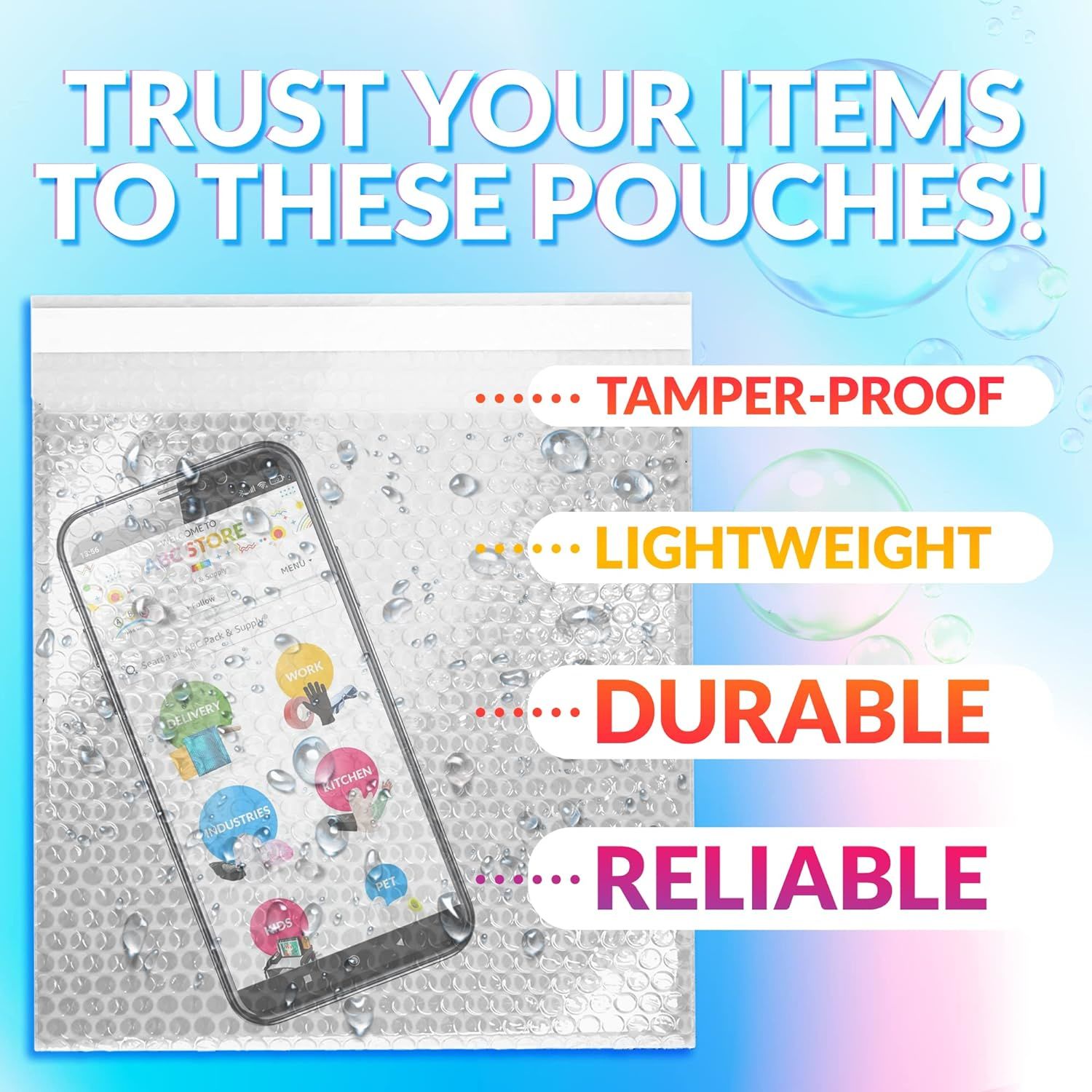 Clear Bubble Out Bags 12 x 15.5; Packaging Bubble Bags for Shipping Pack of 100; Polyethylene Self Seal Bubble Pouches; Bubble Packaging Bags with 3/1