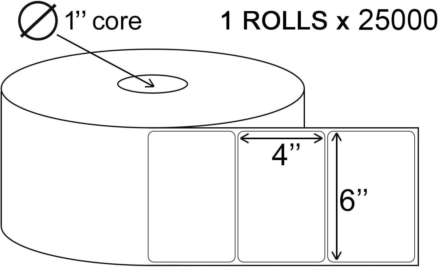 25000 Direct Thermal Labels 4 x 6. Very Sticky. Made in The USA. Direct Thermal Shipping Labels 4x6. Blank mailing Labels; 1" core. Сompatible with UP
