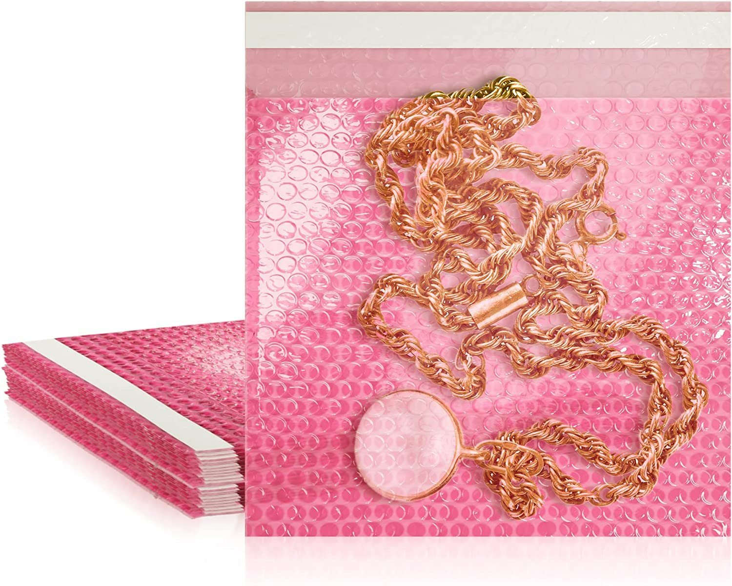 Anti Static Bubble Wrap Pouches 6" x 8.5"; Pack of 25 Pink Bubble Wrap Bags for Ornaments; Fragile Items; Waterproof PE Self Seal Bubble Pouches; Cush
