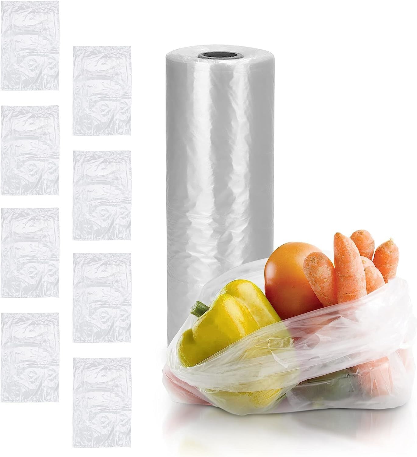Pack of 765 Clear Plastic Produce Bags on a Roll 12 x 17 Thickness 8 Micron Polyethylene Bags 12x17 Clear Printed Produce Bags Plastic Grocery Bags fo