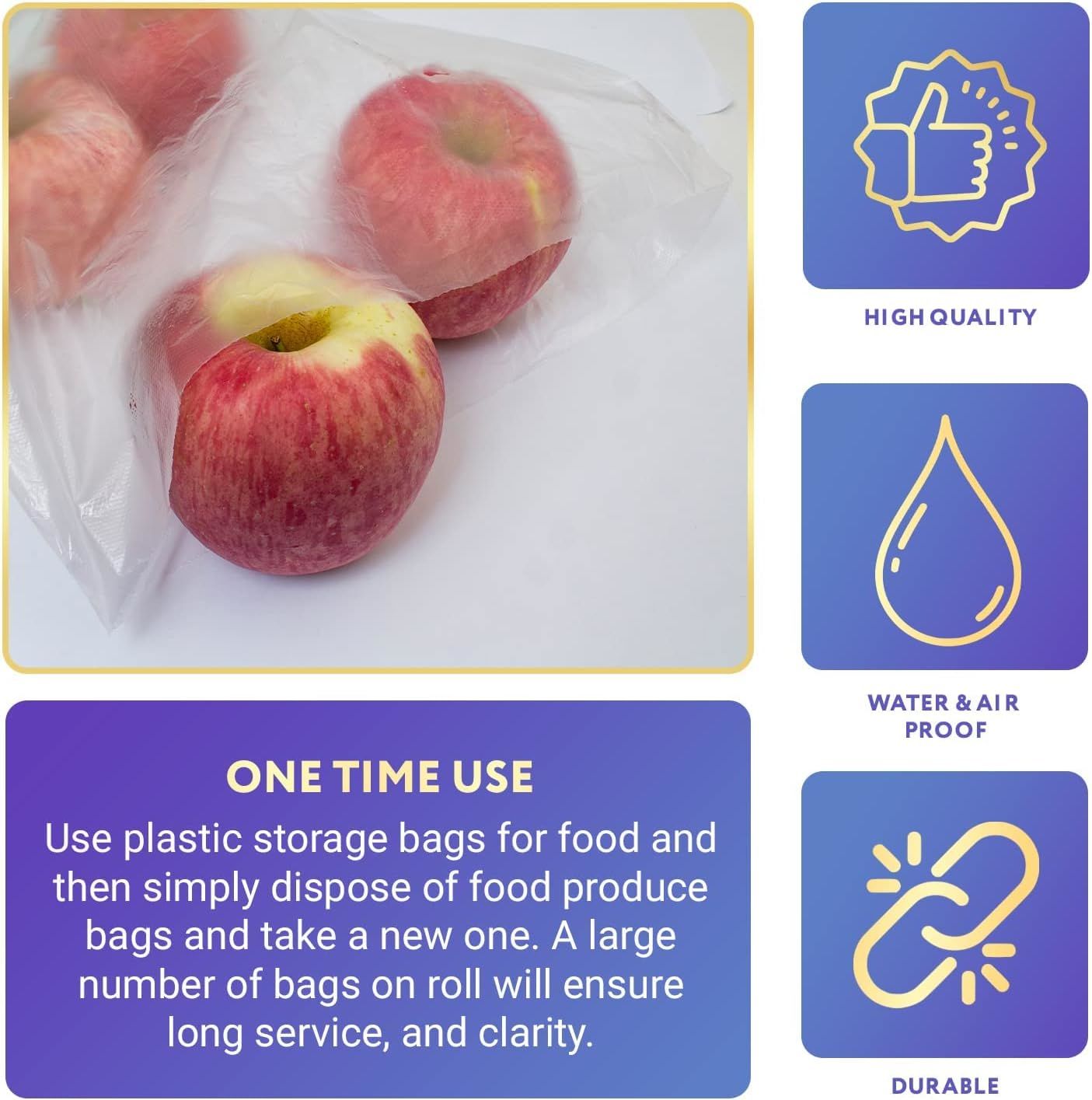 Pack of 765 Clear Plastic Produce Bags on a Roll 12 x 17 Thickness 8 Micron Polyethylene Bags 12x17 Clear Printed Produce Bags Plastic Grocery Bags fo