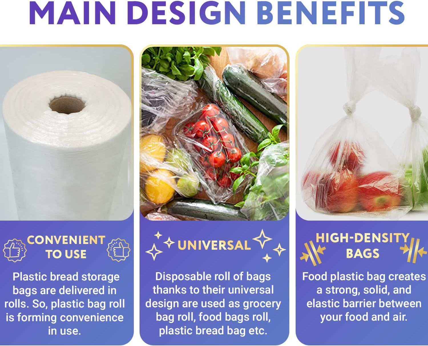 Pack of 765 Clear Plastic Produce Bags on a Roll 12 x 17 Thickness 8 Micron Polyethylene Bags 12x17 Clear Printed Produce Bags Plastic Grocery Bags fo