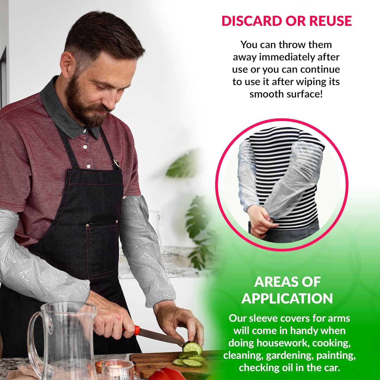 Pack of 2000 White PE Oversleeves 18' Size. Disposable Water Resistant Arm Cover Sleeves. 1 Mil Thickness Sleeves Cover. Industrial Grade Polyethylene