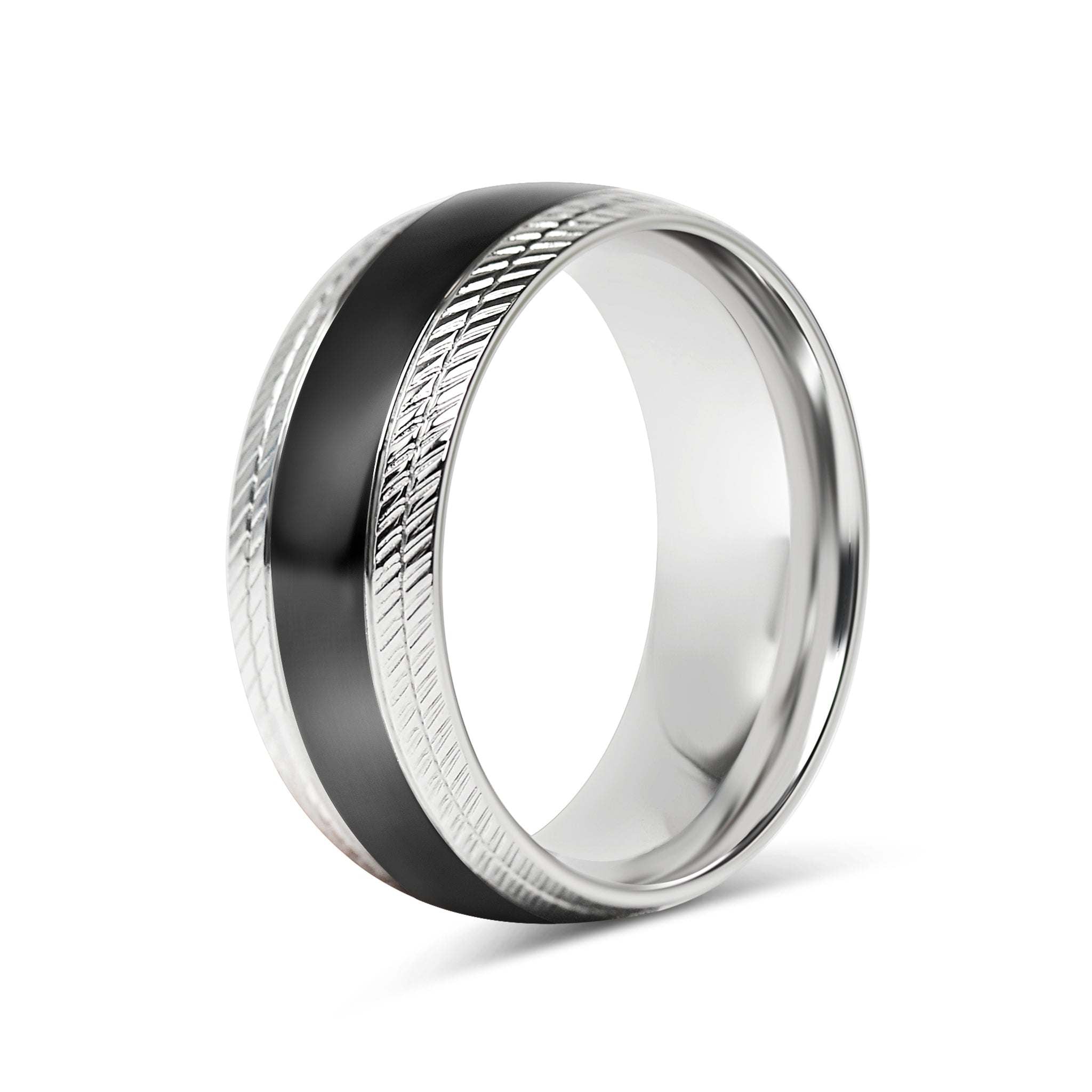 Black Center Stainless Steel Lined Pattern Edge Ring / CFR7013