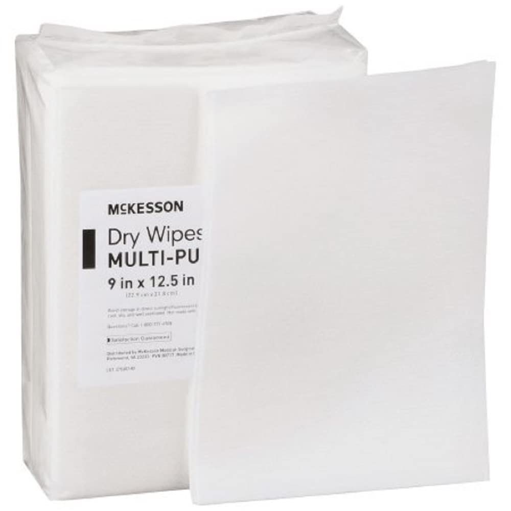 McKesson Dry Cleaning Cloth Wipes 9 x 12.5. Case of 768 Multi-purpose wipes for personal care; medical facilities. Medium Duty. NonSterile; Disposable; Latex-free.