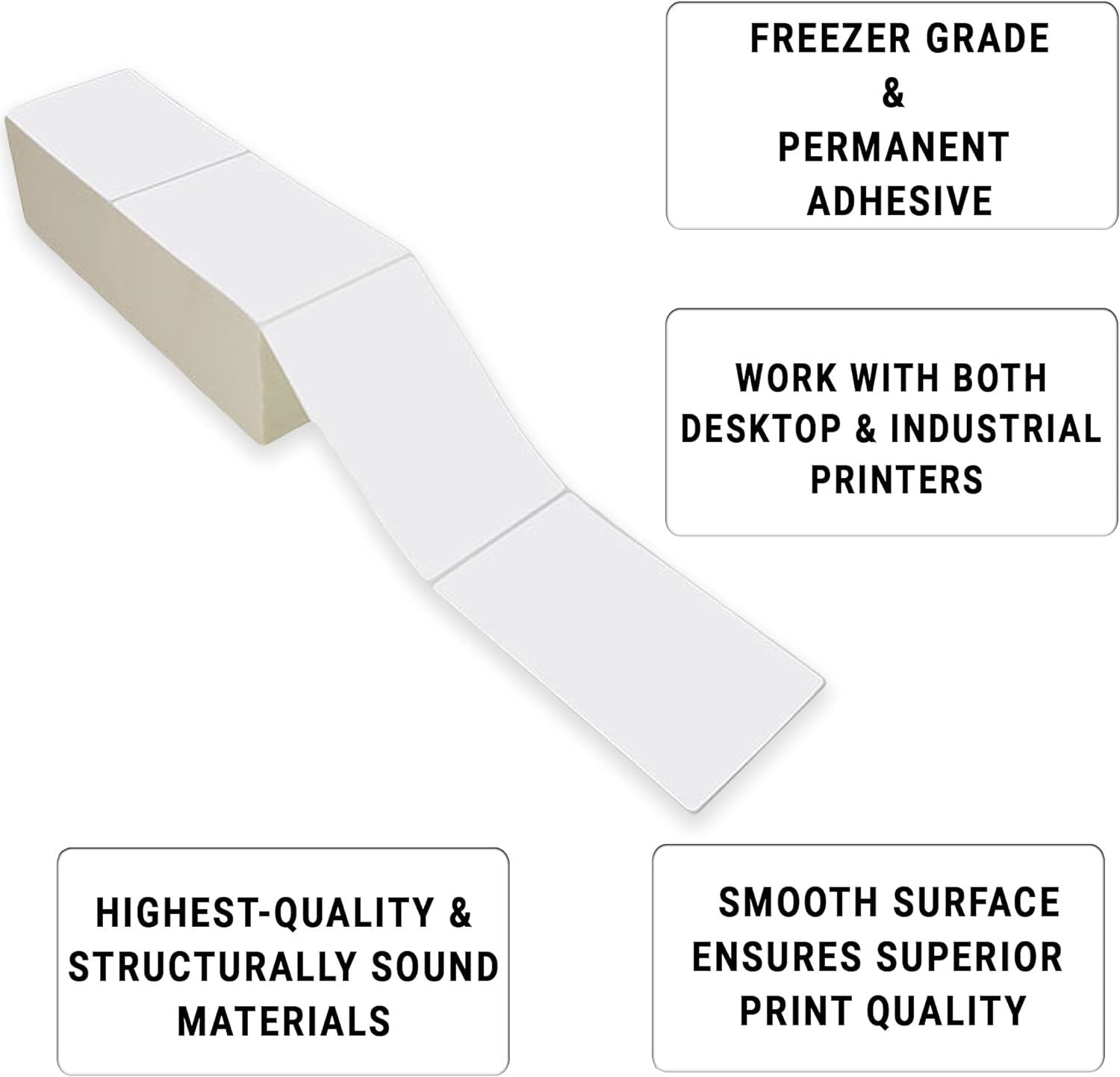 4000 Pack Direct Thermal Fanfold Labels 4" x 6" Freezer Grade Top Coated. Self-Adhesive Rolls. Mailing Postage. Printing Paper. Blank for Shipping; ba