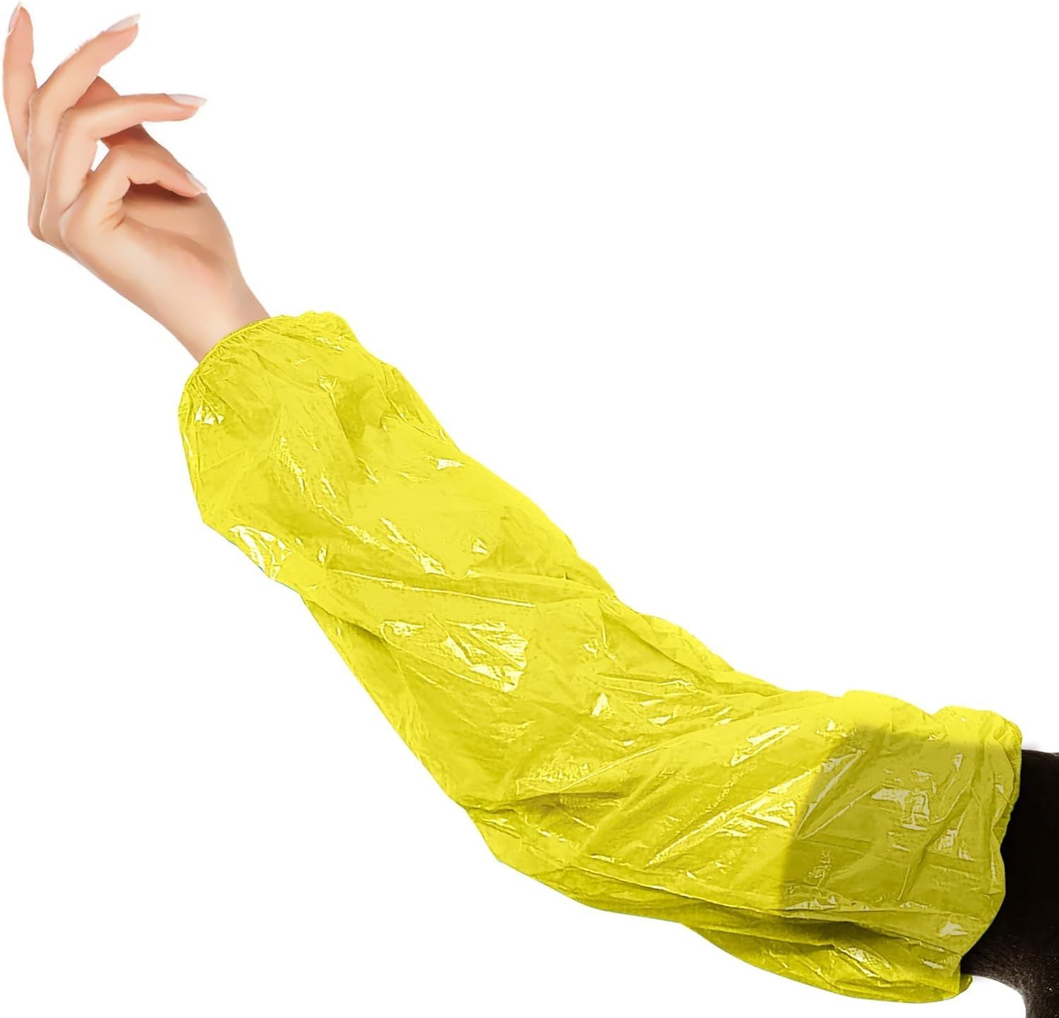 2000 Pack Yellow PE Oversleeves 18' Size Polyethylene Disposable Sleeves 1 Mil Thickness. Hand Made Industrial Oversleeves with Elasticated Wrist; Elb