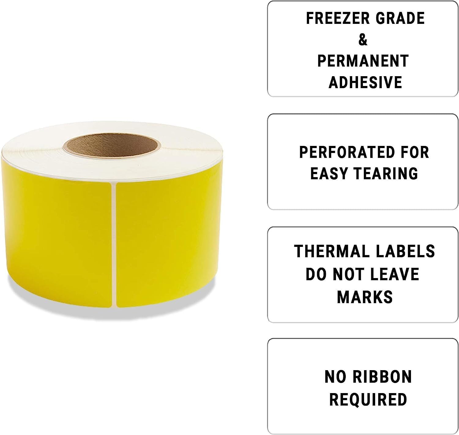 4000 Pack Direct Thermal Labels 4" x 6" Freezer Grade Yellow. Self-Adhesive Rolls. Mailing Postage. Printing Paper. Blank for Shipping; barcoding