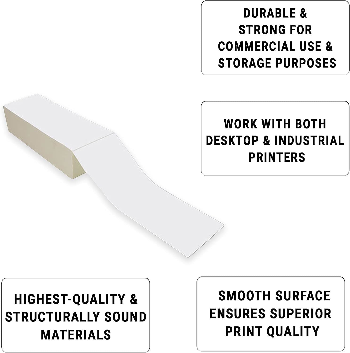 2000 Pack Thermal Transfer Fanfold Labels 4" x 12". Perforated Self-Adhesive Rolls. Mailing Postage. Printing Paper. Blank for Shipping; barcoding