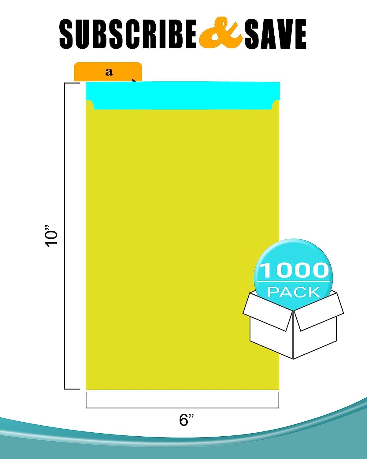 Pack of 1000 Tamper-Evident Specimen Bags; Yellow 6 x 10. Printed Polyethylene Bags 6x10. Pull Tab Adhesive Closure 1.80 mil Thick. Removable Biohazar