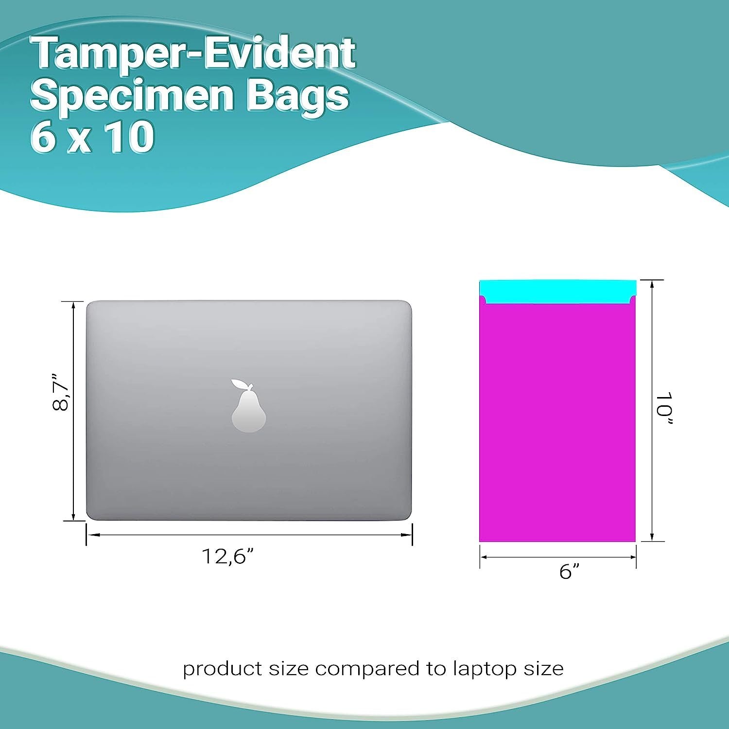 Pack of 1000 Specimen Bags; Purple 6 x 10. Low density polyethylene Printed Bags 6x10. Pull tab adhesive closure 1.80 mil thick. Plastic Bags for Heal