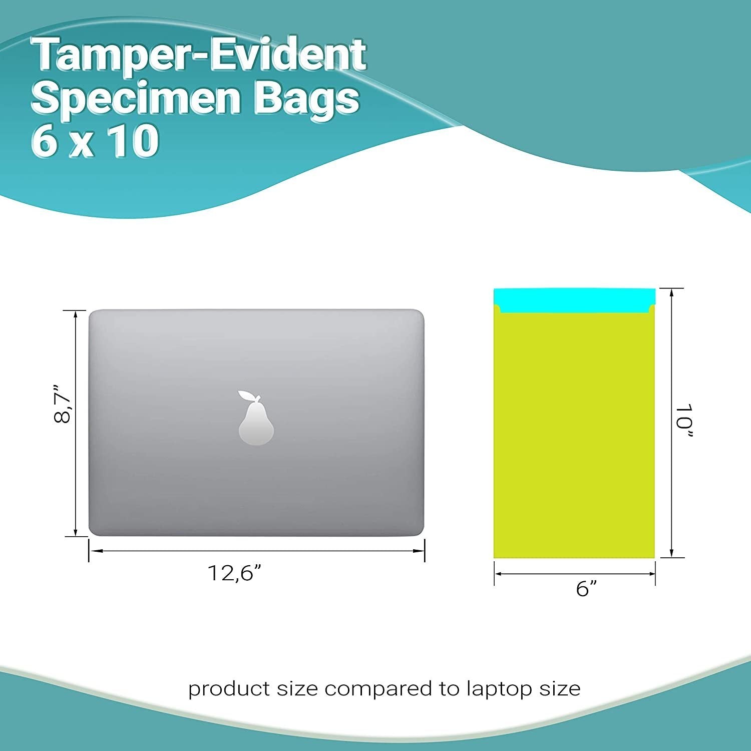 Pack of 1000 Tamper-Evident Specimen Bags "STAT"; Yellow 6 x 10. Polyethylene Bags 6x10. Pull Tab Adhesive Closure 1.80 mil Thick. Removable Biohazard