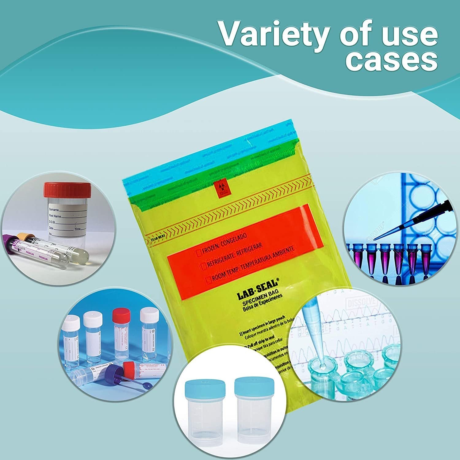 Pack of 1000 Tamper-Evident Specimen Bags "STAT"; Yellow 6 x 10. Polyethylene Bags 6x10. Pull Tab Adhesive Closure 1.80 mil Thick. Removable Biohazard