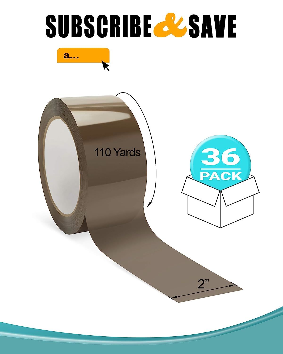 36 Rolls of Tan Carton Sealing Tape 2" x 110 yds. Thickness 2 Mil. Acrylic Packaging Tape for Wrapping; Packing; Shipping; Moving Boxes. Acrylic Emuls