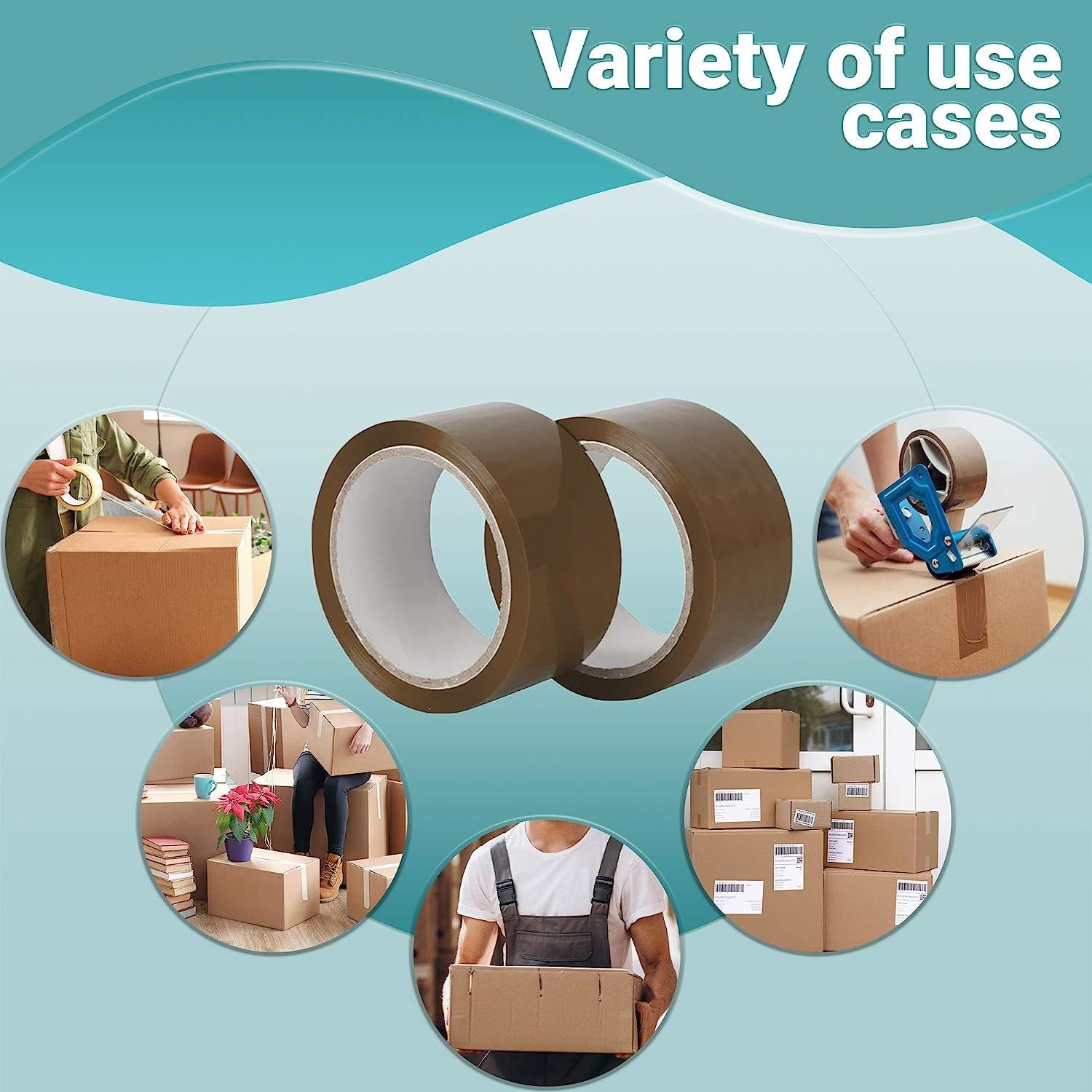 36 Rolls of Tan Carton Sealing Tape 2" x 55 yds. Thickness 1.6 Mil. Acrylic Packaging Tape for Wrapping; Packing; Shipping; Moving Boxes. Acrylic Emul