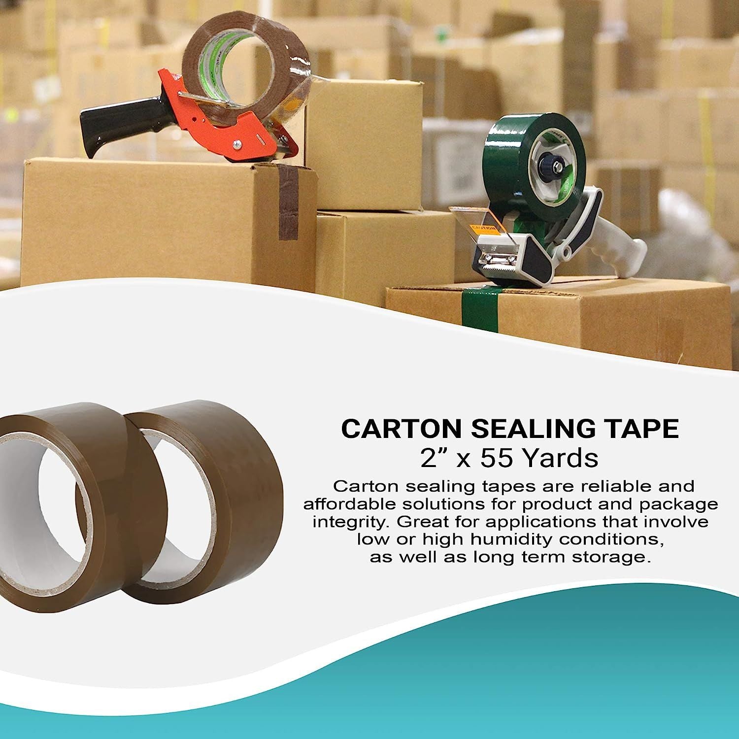 36 Rolls of Tan Carton Sealing Tape 2" x 55 yds. Thickness 1.6 Mil. Acrylic Packaging Tape for Wrapping; Packing; Shipping; Moving Boxes. Acrylic Emul