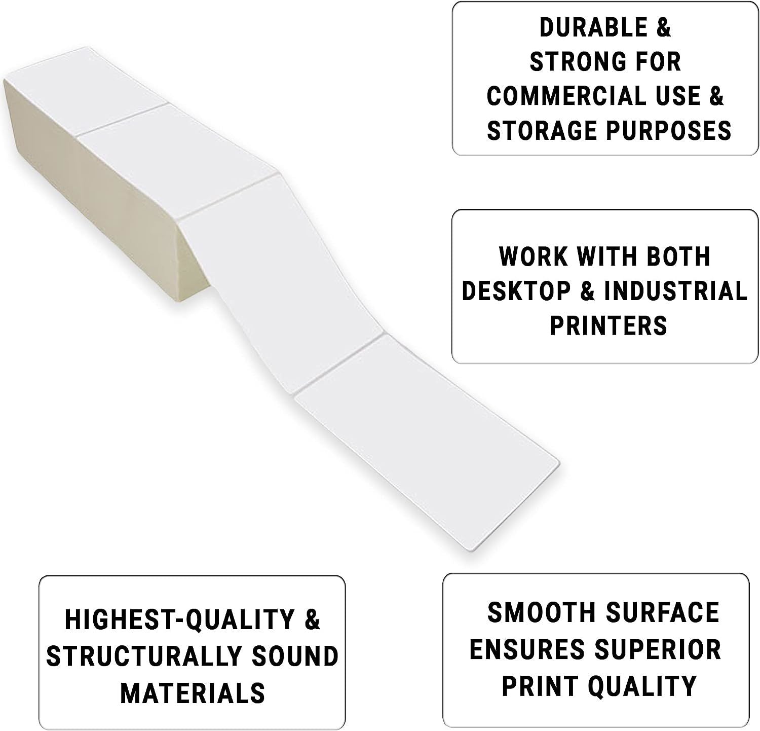 4000 Pack Thermal Transfer Fanfold Labels 4" x 6". Perforated Self-Adhesive Rolls. Mailing Postage. Printing Paper. Blank for Shipping; barcoding