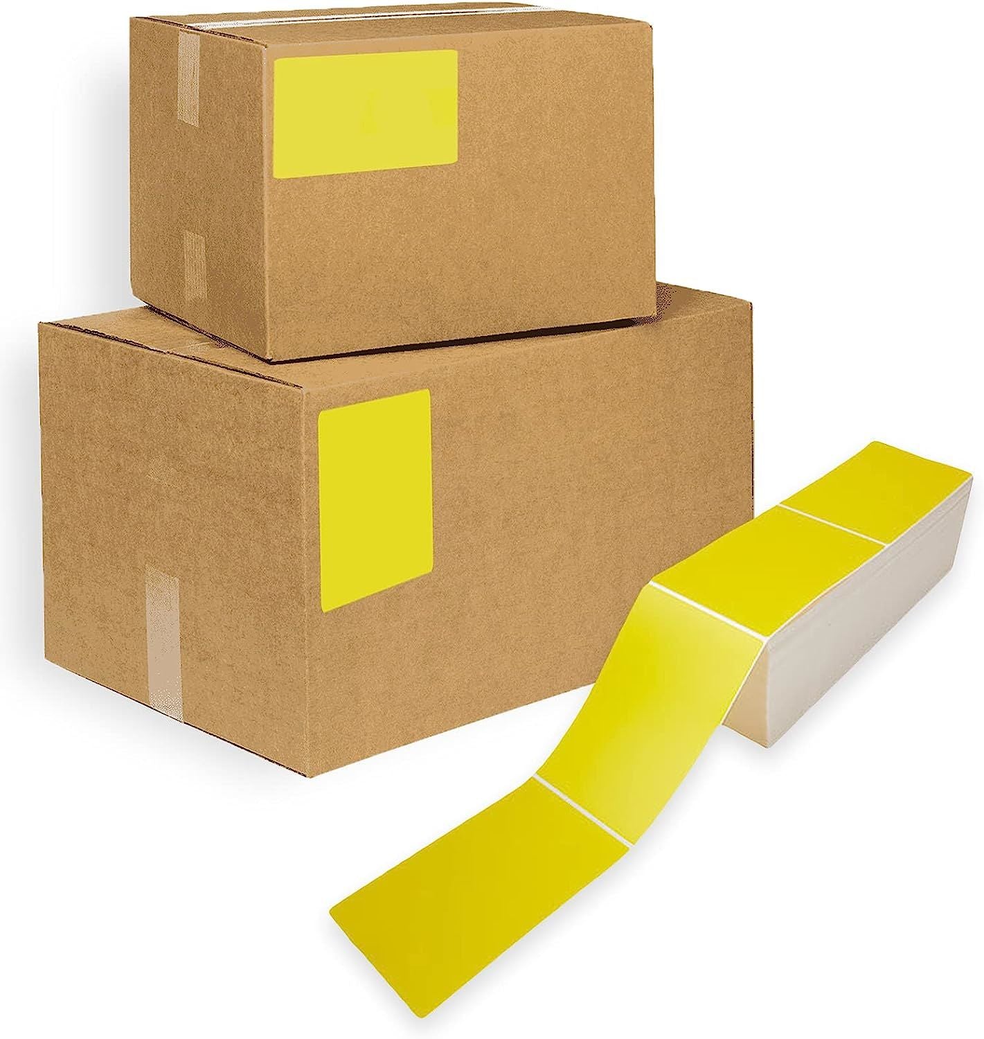 4000 Pack Thermal Transfer Fanfold Labels 4" x 6" Freezer Grade Yellow. Perforated Self-Adhesive Rolls. Mailing Postage. Printing Paper. Blank for Shi