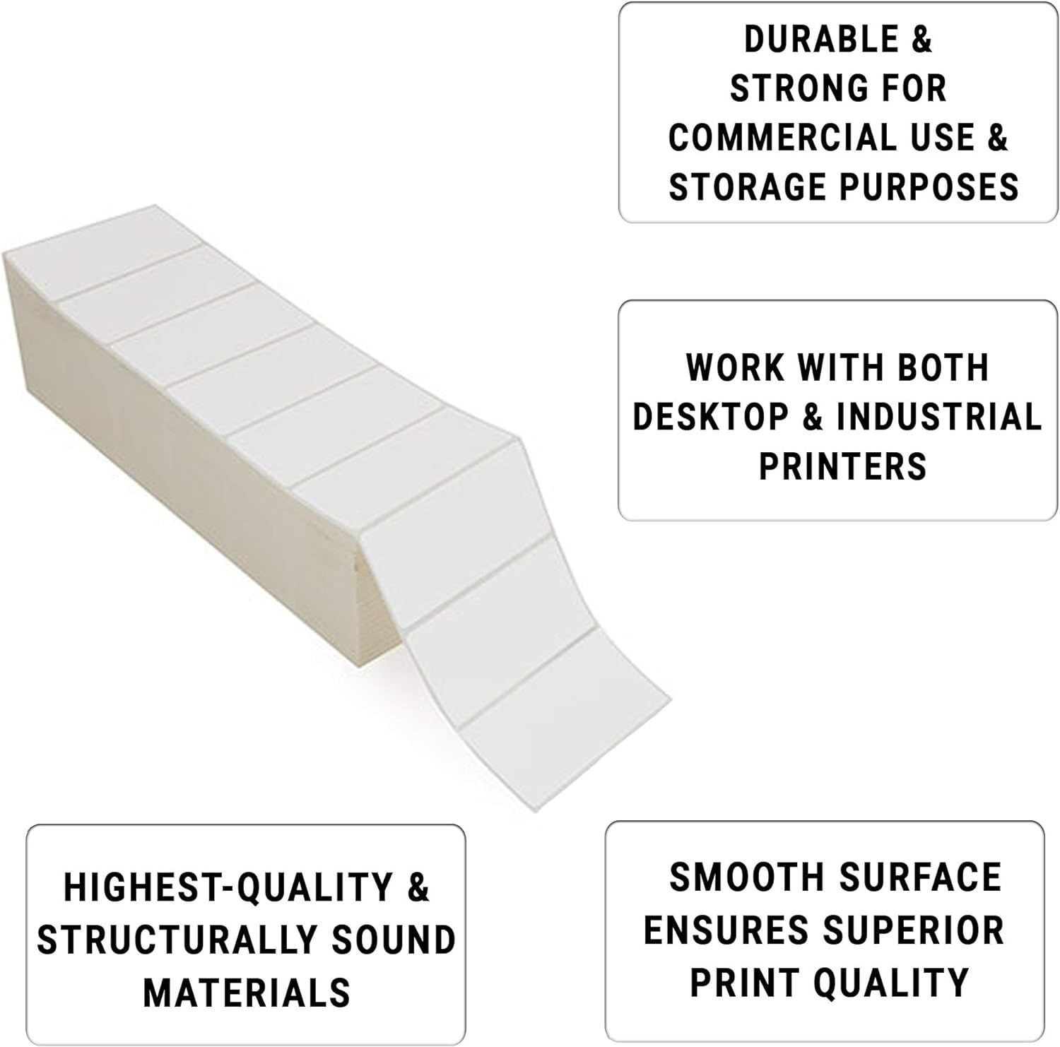 12000 Pack Direct Thermal Fanfold Labels 4" x 2". Self-Adhesive Rolls. Mailing Postage. Printing Paper. Blank for Shipping; barcoding