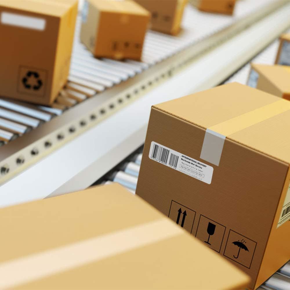 White Thermal Transfer Labels 4" x 1" Polypropylene. Pack of 21740 Perforated Thermal Shipping Labels with 3" core. Self-Adhesive Rolls. Mailing Print