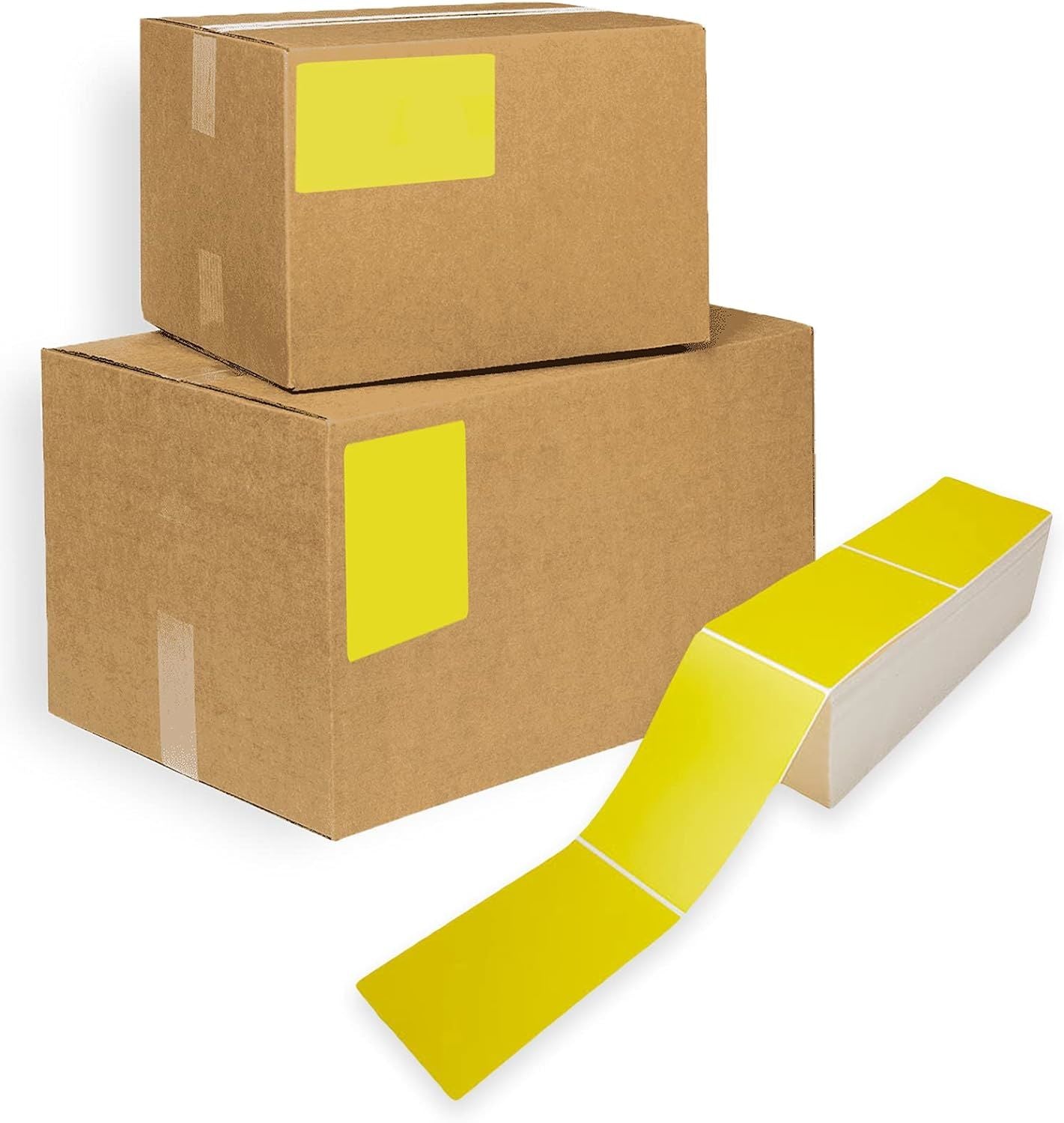4000 Pack Direct Thermal Fanfold Labels 4" x 6" Yellow. Self-Adhesive Rolls. Mailing Postage. Printing Paper. Blank for Shipping; barcoding