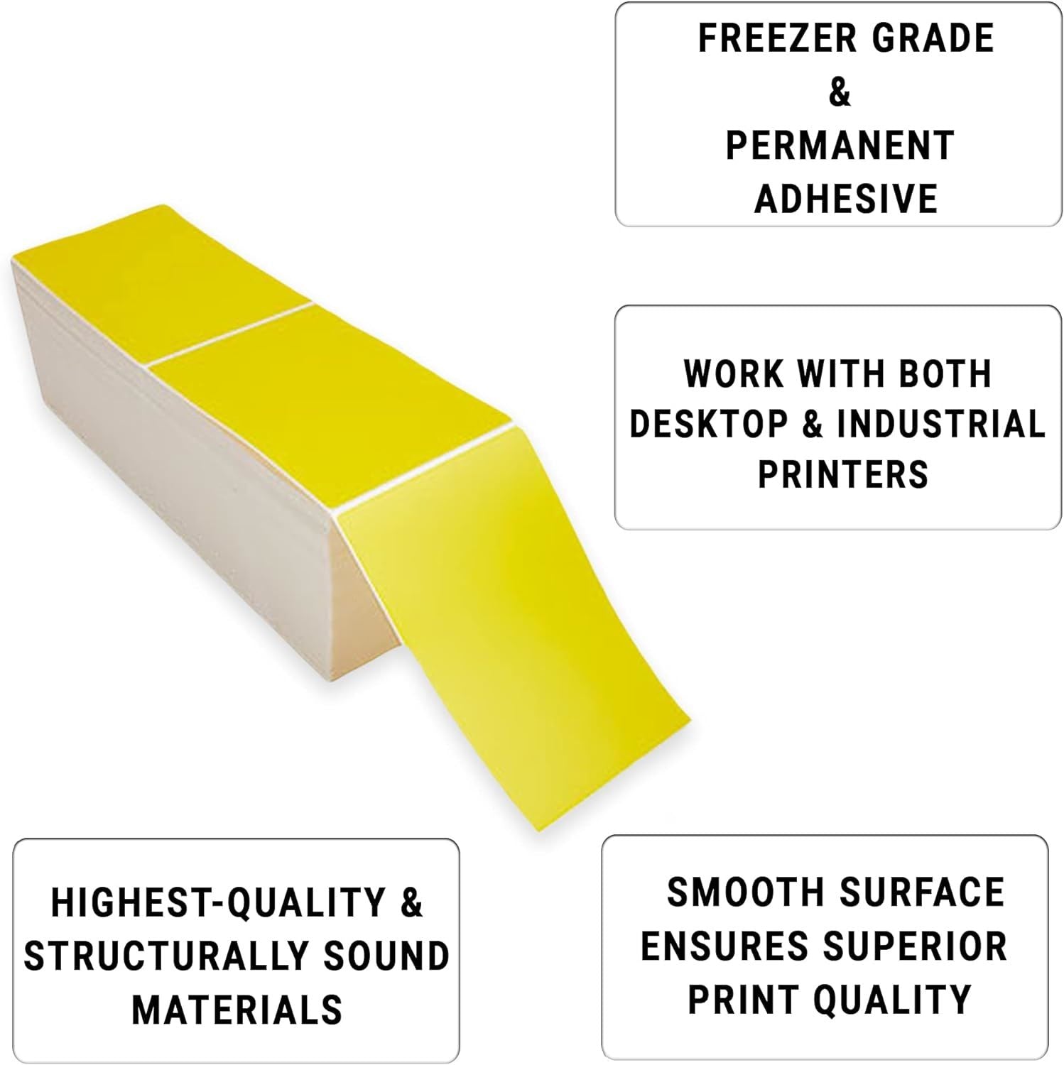 4000 Pack Direct Thermal Fanfold Labels 4" x 6" Yellow. Self-Adhesive Rolls. Mailing Postage. Printing Paper. Blank for Shipping; barcoding