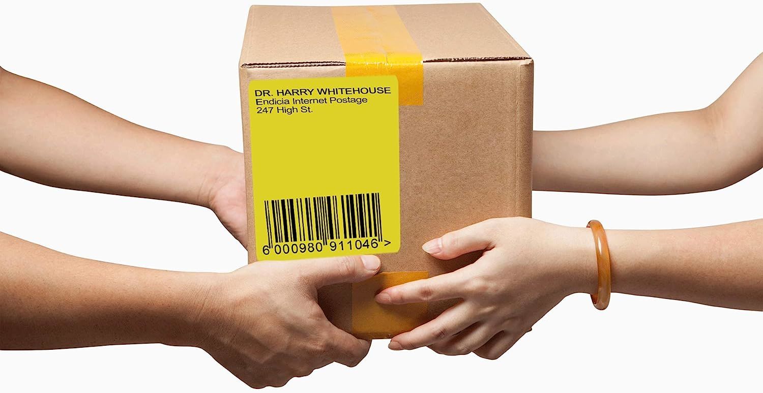 4000 Pack Thermal Transfer Fanfold Labels 4" x 6" Yellow. Perforated Self-Adhesive Rolls. Mailing Postage. Printing Paper. Blank for Shipping; barcodi