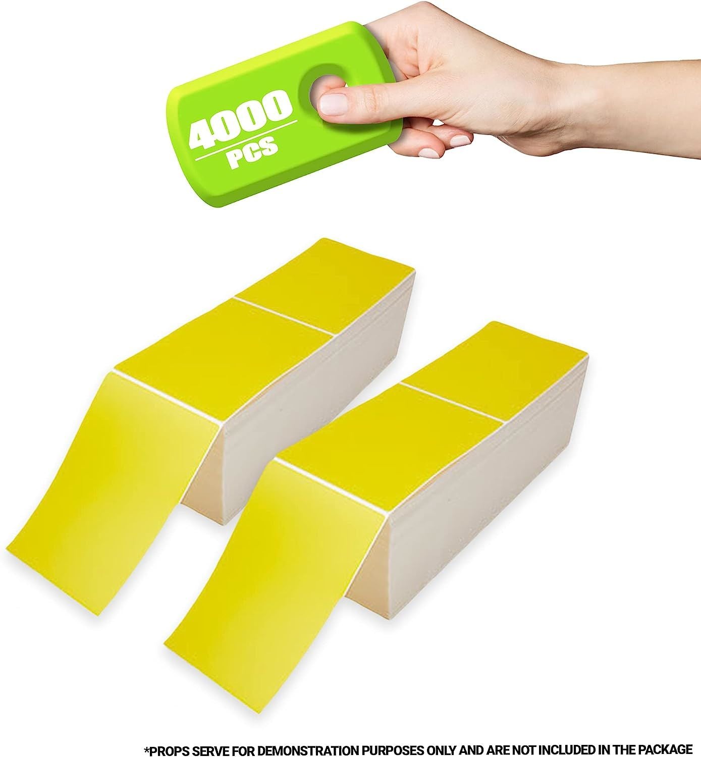 4000 Pack Thermal Transfer Fanfold Labels 4" x 6" Yellow. Perforated Self-Adhesive Rolls. Mailing Postage. Printing Paper. Blank for Shipping; barcodi