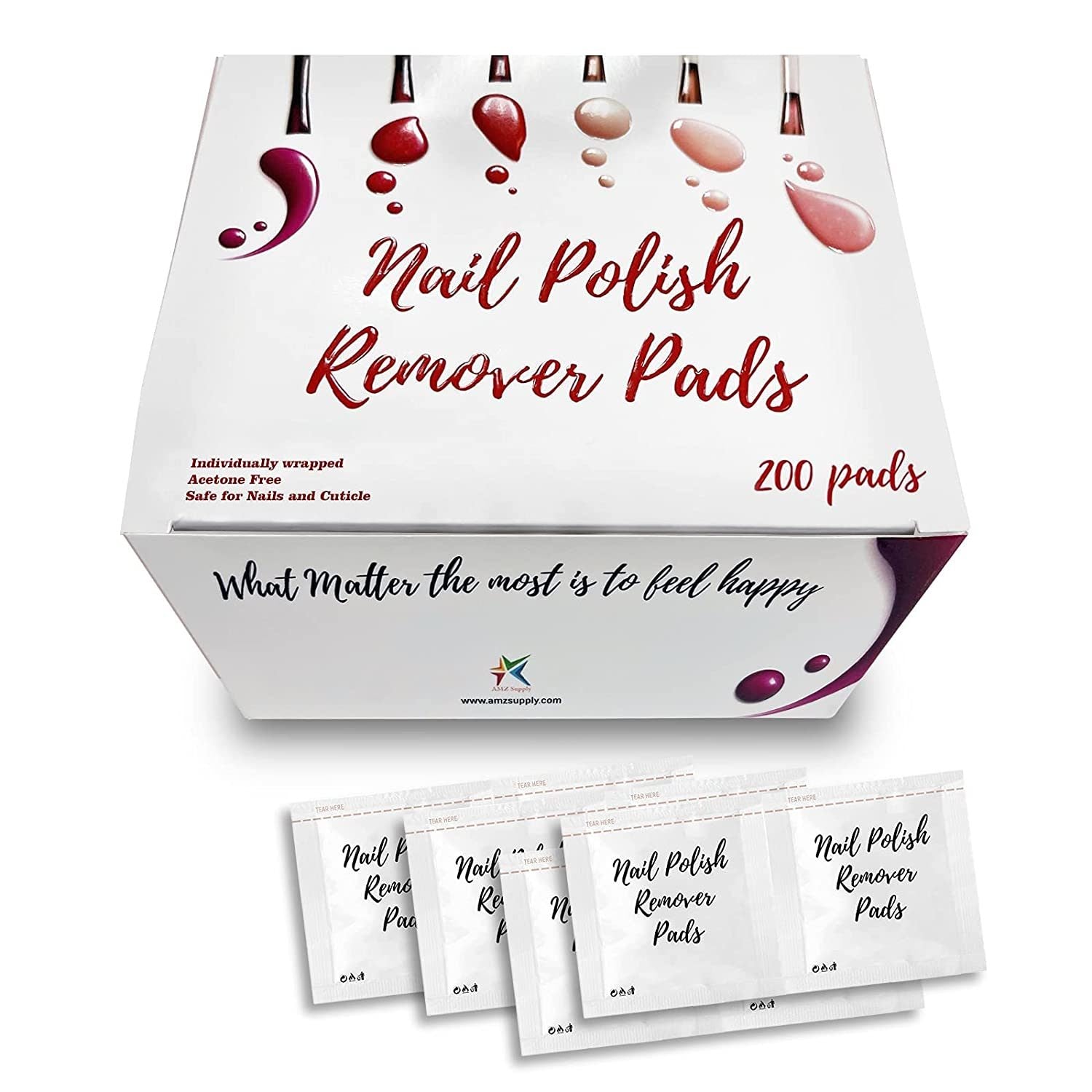 Nail Polish Remover Pads. Pack of 200 Remover Wipes. Non-Sterile Saturated Napkins 2-ply Kit. Non-Woven Cleansing Pads Set with Aloe; Panthenol. Individually Wrapped; Non-Acetone.