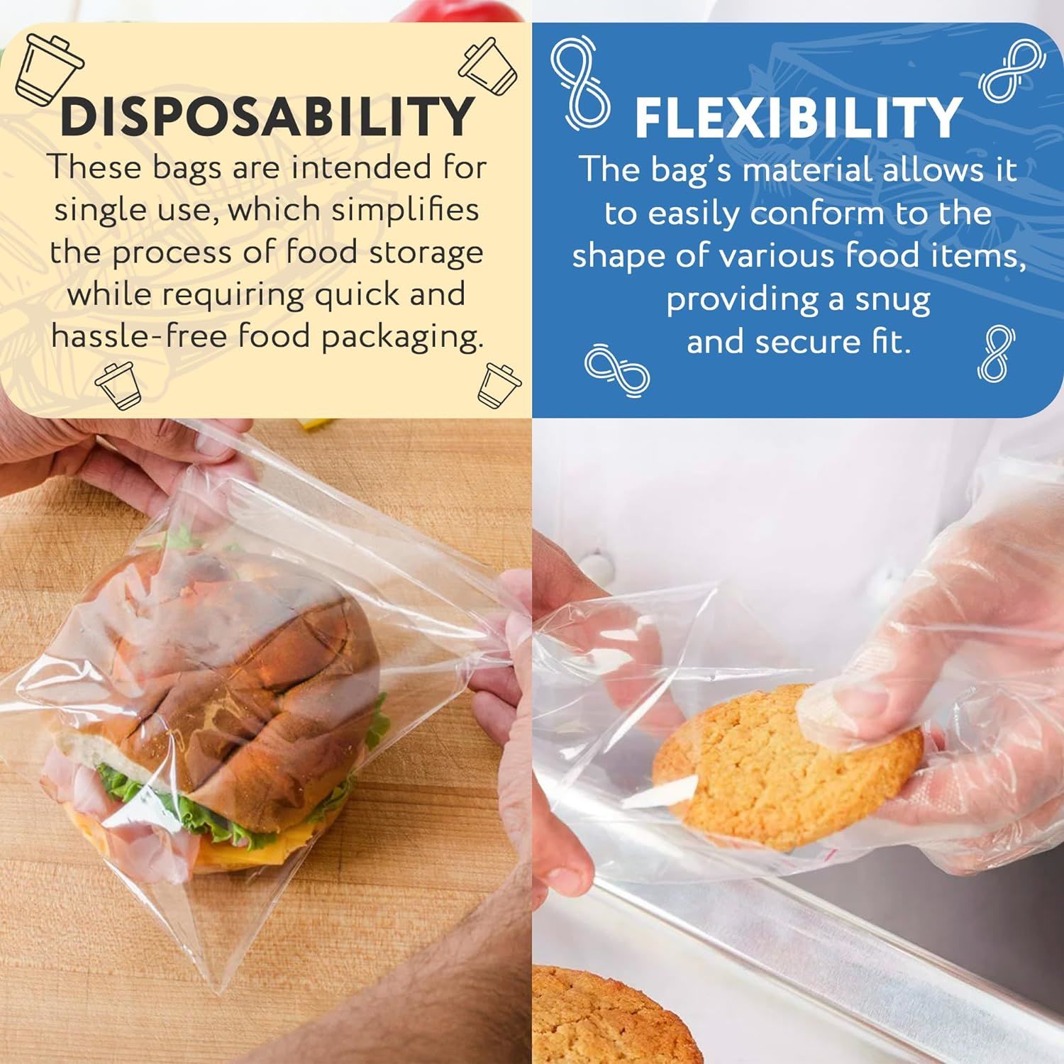 Saddle Pack of 2000 Deli Bags 10 x 8.5 with Flip Top; 2.5" Lip. 0.6 mil Thick. Sandwich Bags 10 x 8 1/2 Lip and Flip Poly Bags for Storing. Plastic Ba