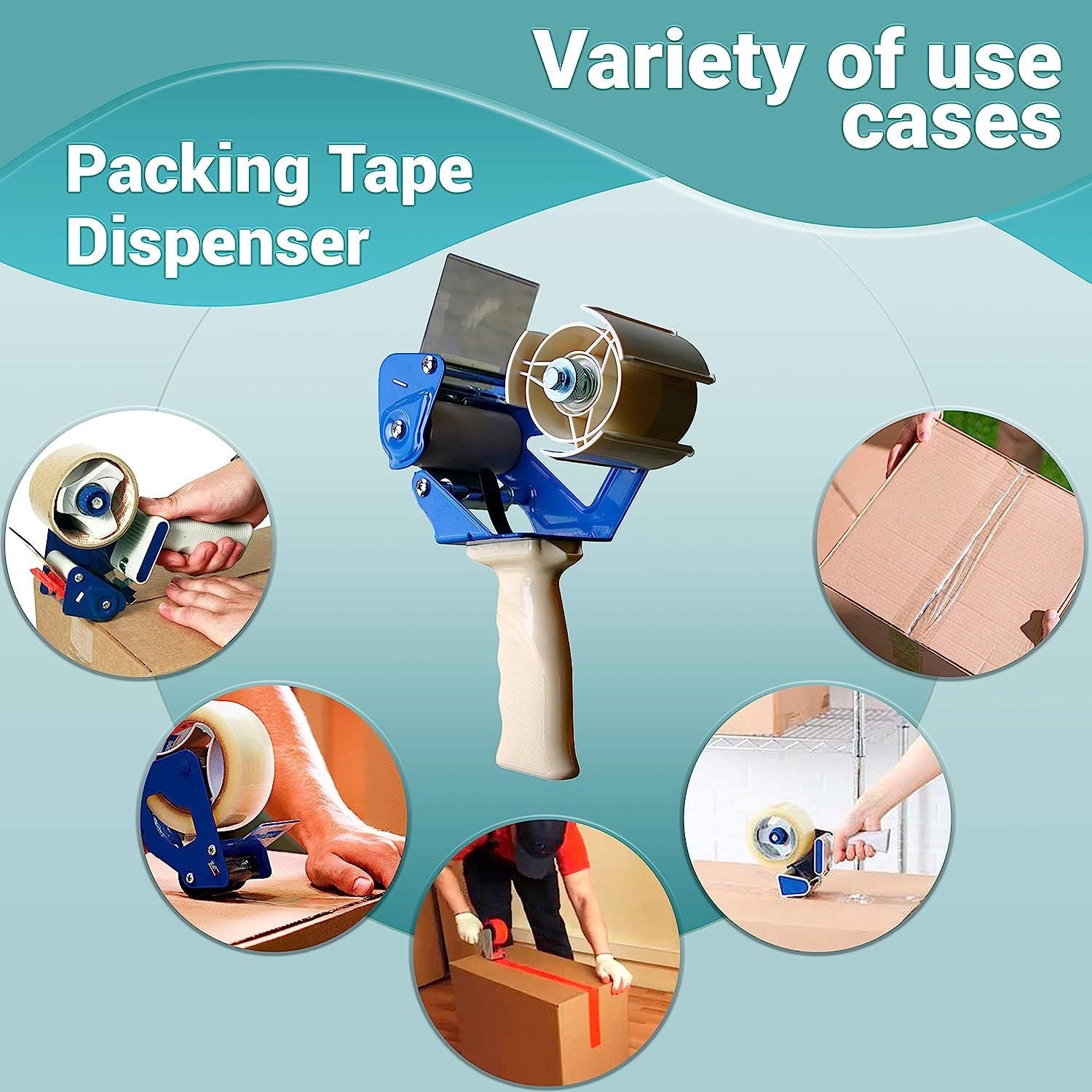 Industrial Packing Tape Dispenser for 3" Tape. Side Loading Tape Gun. Heavy Duty Hand Tape Gun. Lightweight and Portable for Commercial Packaging; Shi