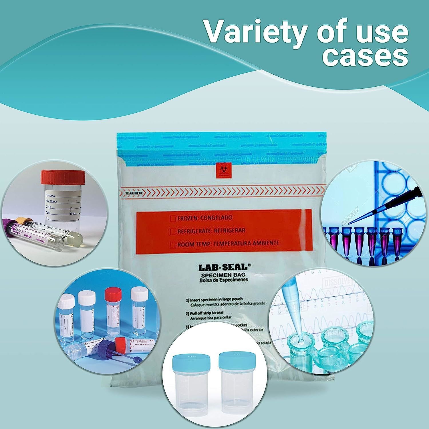 Pack of 1000 Tamper-Evident Specimen Bags; Clear 10 x 10. Printed Polyethylene Bags 10x10. Pull Tab Adhesive Closure 1.80 mil Thick. Removable Biohaza