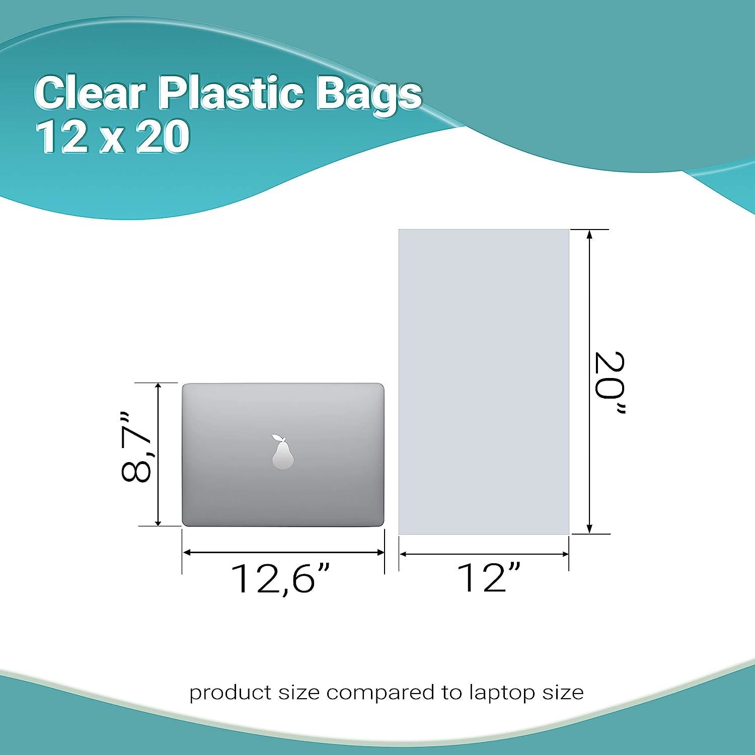 Pack of 3000 Clear Plastic Bags 12 x 20. Thickness 10 Micron. 4 Rolls of Polyethylene Bags 12x20. Warning Unprinted Produce Bags. Plastic Storage Bags