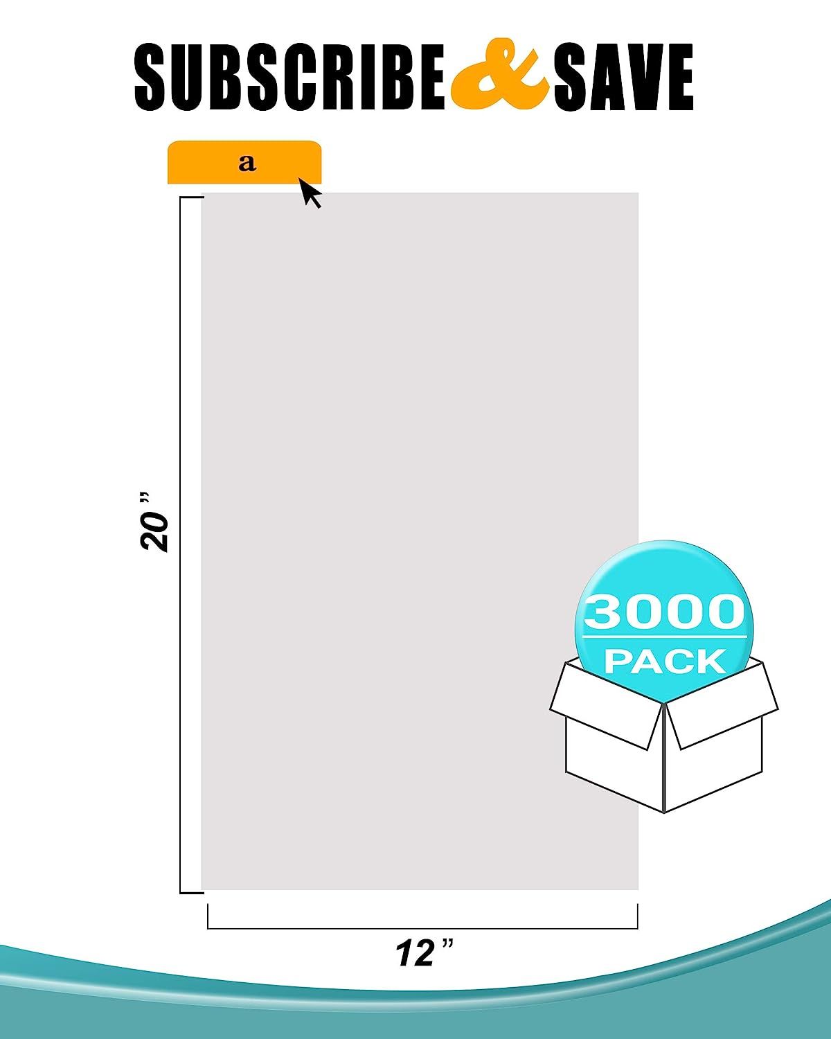 Pack of 3000 Clear Plastic Bags 12 x 20. Thickness 10 Micron. 4 Rolls of Polyethylene Bags 12x20. Warning Unprinted Produce Bags. Plastic Storage Bags