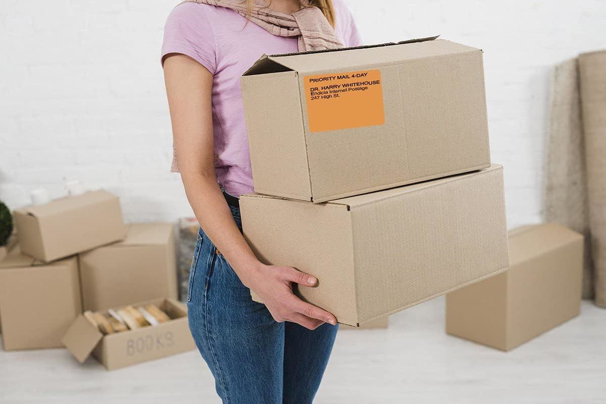 4000 Pack Fluorescent Orange Thermal Transfer Labels 4" x 6" with 3" Core. Perforated Thermal Shipping Label. Self-adhesive Rolls. Mailing Printing Ro