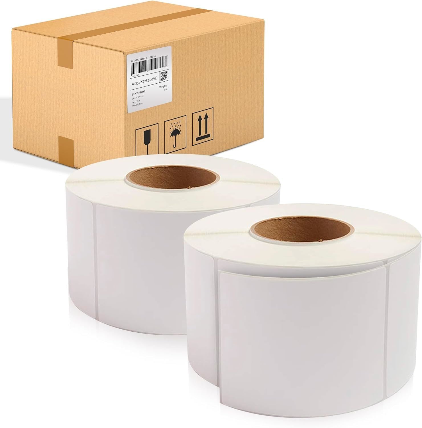 6920 Pack of Thermal Transfer Labels 4" x 5" Nonperforated 12" OD. Thermal Shipping Label with 3" core. Self-Adhesive Rolls. Mailing Postage. Printing