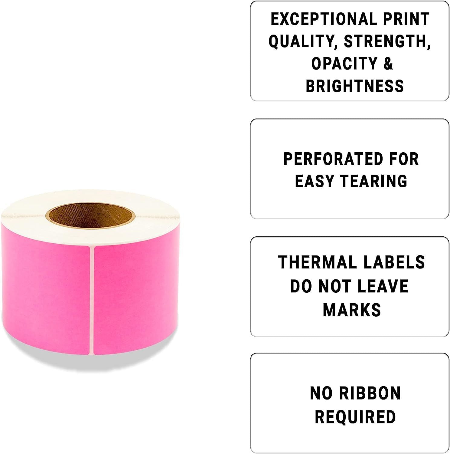 4000 Pack Fluorescent Pink Thermal Transfer Labels 4" x 6" with 3" Core. Perforated Thermal Shipping Label. Self-Adhesive Rolls. Mailing Printing Roll