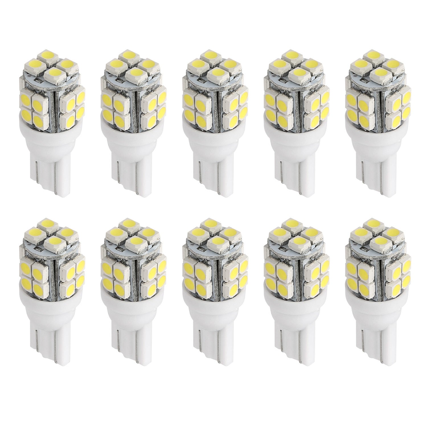 10Pcs 12V T10 LED Light Bulb Wedge Base Interior Dome Map LED Lights License Plate Trunk Side