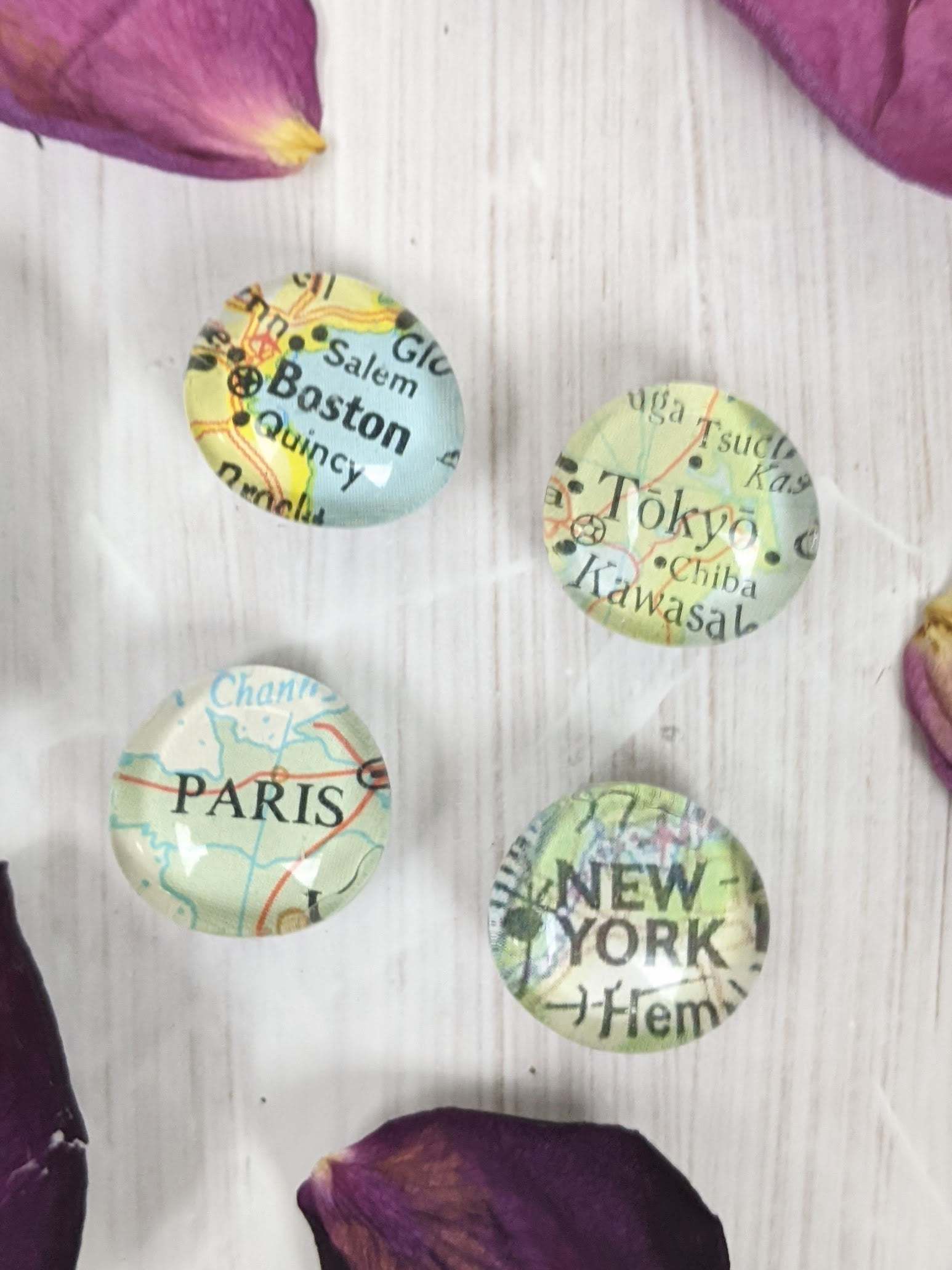 Vintage Map Magnet Set