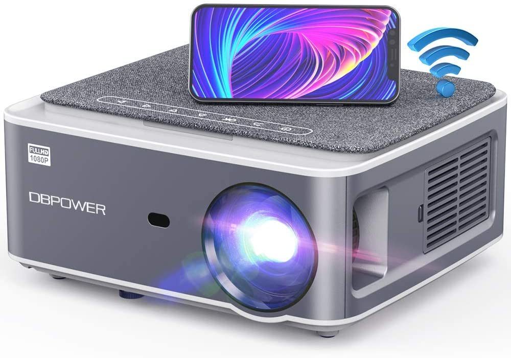 DBPOWER Native 1080P WiFi Projector; Upgrade 9500L Full HD Outdoor Movie Projector; Support 4D Keystone Correction; Zoom; PPT; 300" Portable Mini Video Projector Compatible w/Phone/Laptop/DVD/TV