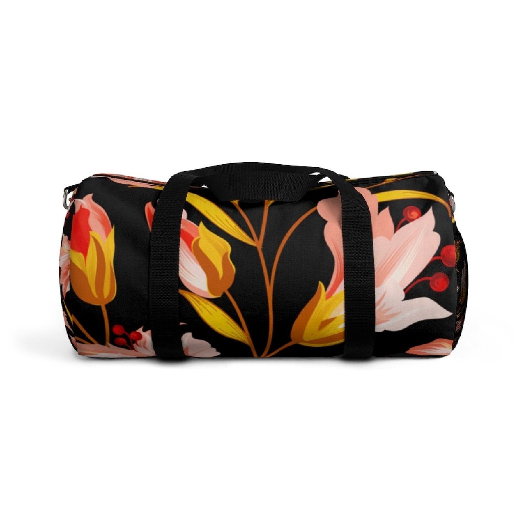 Duffel Bag, Pink Gold Floral Pattern