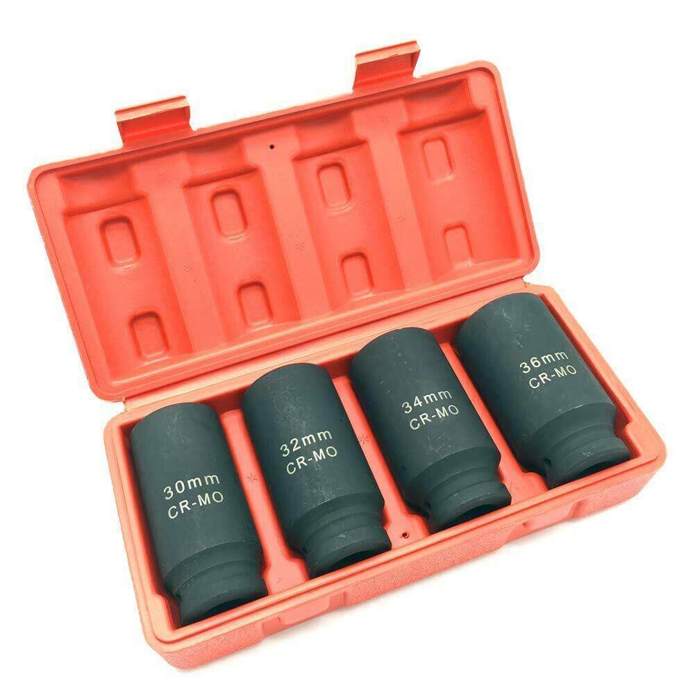 1/2'' Deep Spindle Axle Nut Socket Damaged Worn Lug Nut and Lock Remover 12 Point Kit