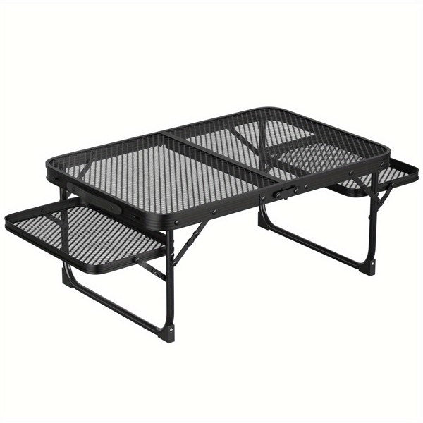 Outdoor Folding Picnic Table Grill Camping Table, 4-6 Person Portable Roll up Aluminum Table,Quick Setup in 1-5 Minutes, for Picnic, Garden, Patio, Dining, BBQ, Party,Black(No shipments on weekends, b