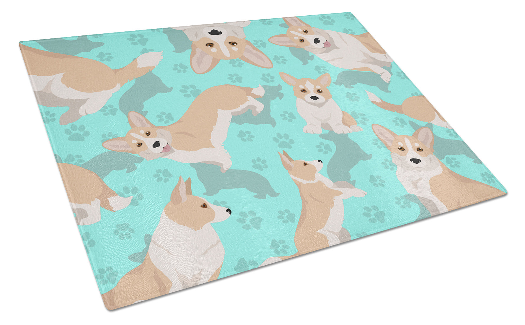 Fawn Cardigan Corgi Glass Cutting Board Decorative Tempered Glass Kitchen Cutting and Serving Board Large Size Chopping Board