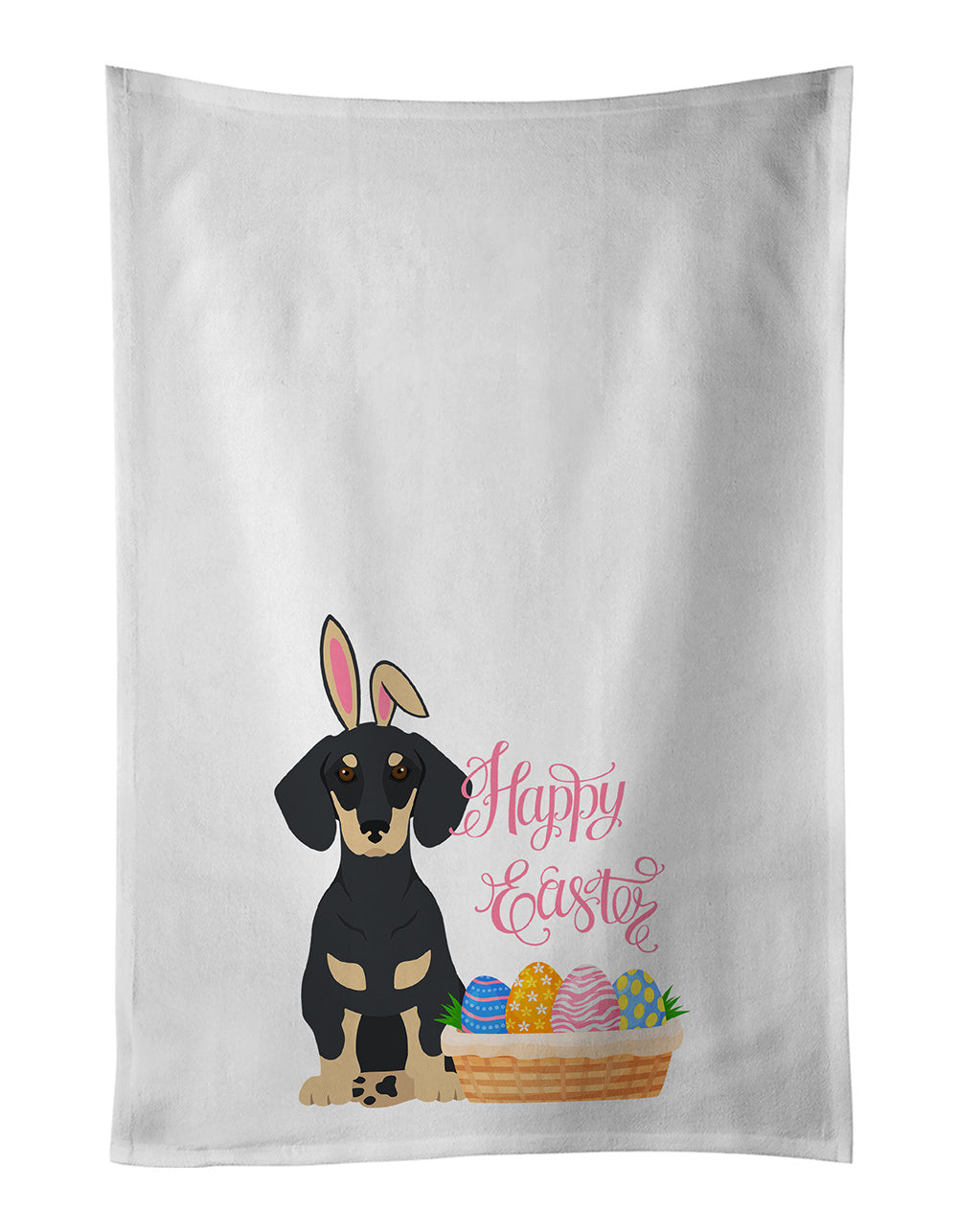 NEW Black and Cream Dachshund Easter Kitchen Towel Set of 2 White Dish Towels Decorative Bathroom Hand towel for Hand, Face, Hair, Yoga, Tea, Dishcloth, 19 X 28", White