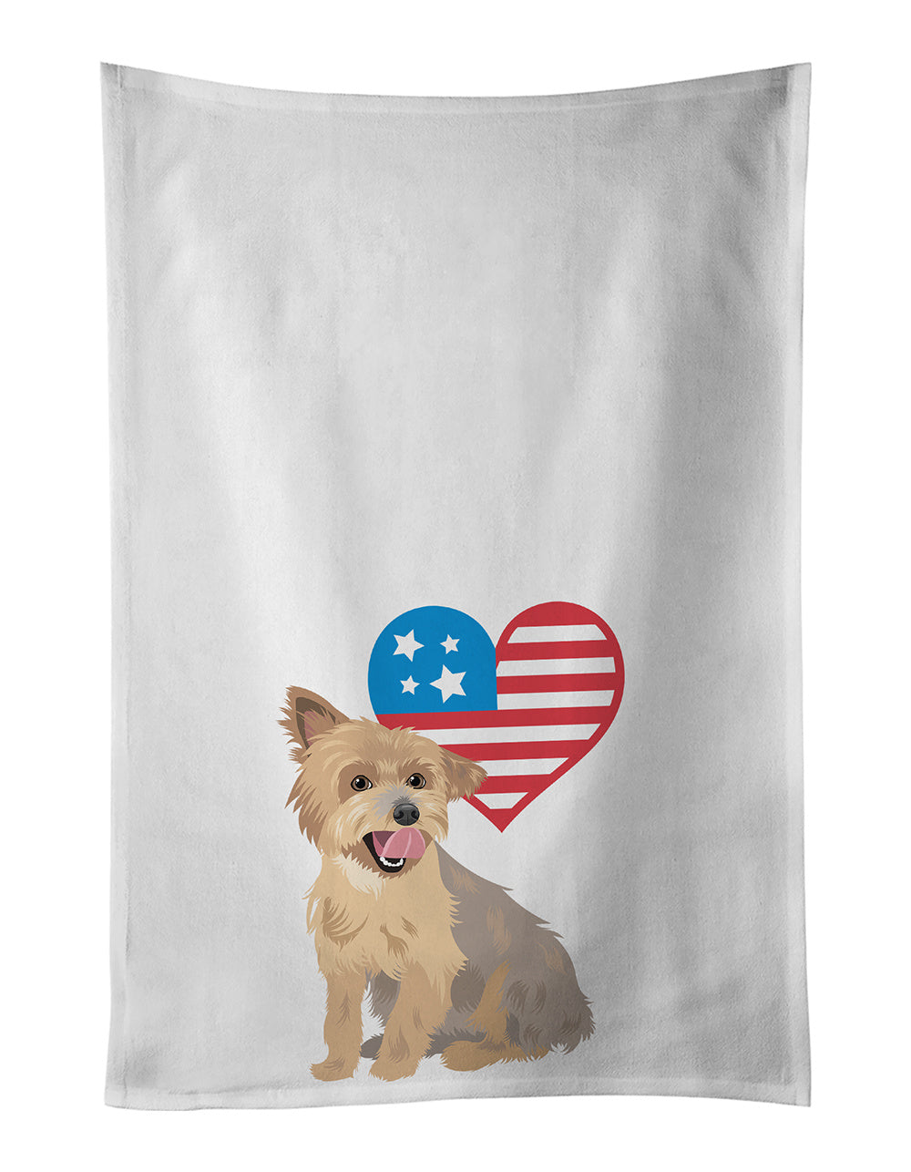 NEW Yorkie Blue and Gold Patriotic Kitchen Towel Set of 2 White Dish Towels Decorative Bathroom Hand towel for Hand, Face, Hair, Yoga, Tea, Dishcloth, 19 X 28", White