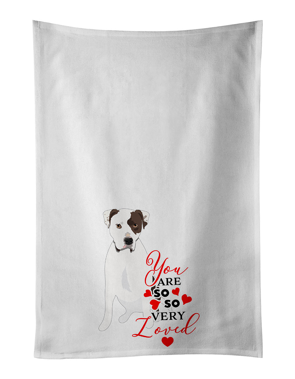 NEW Pit Bull White #2 so Loved Kitchen Towel Set of 2 White Dish Towels Decorative Bathroom Hand towel for Hand, Face, Hair, Yoga, Tea, Dishcloth, 19 X 28", White