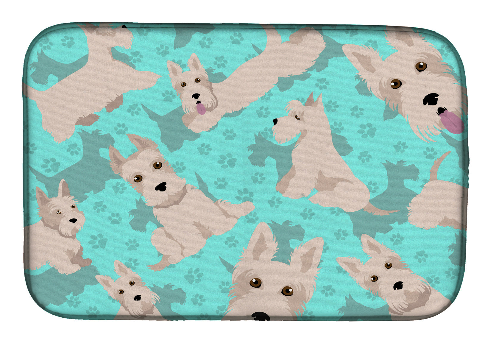 Wheaten Scottish Terrier Dish Drying Mat Absorbent Dish Drying Mat Pad for Kitchen Counter Dish Drainer Mat for Countertop, 14 x 21", Multicolor