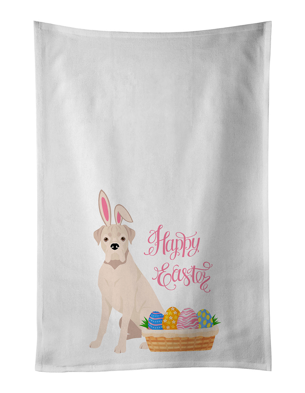 NEW Natural Eared White Boxer Easter Kitchen Towel Set of 2 White Dish Towels Decorative Bathroom Hand towel for Hand, Face, Hair, Yoga, Tea, Dishcloth, 19 X 28", White